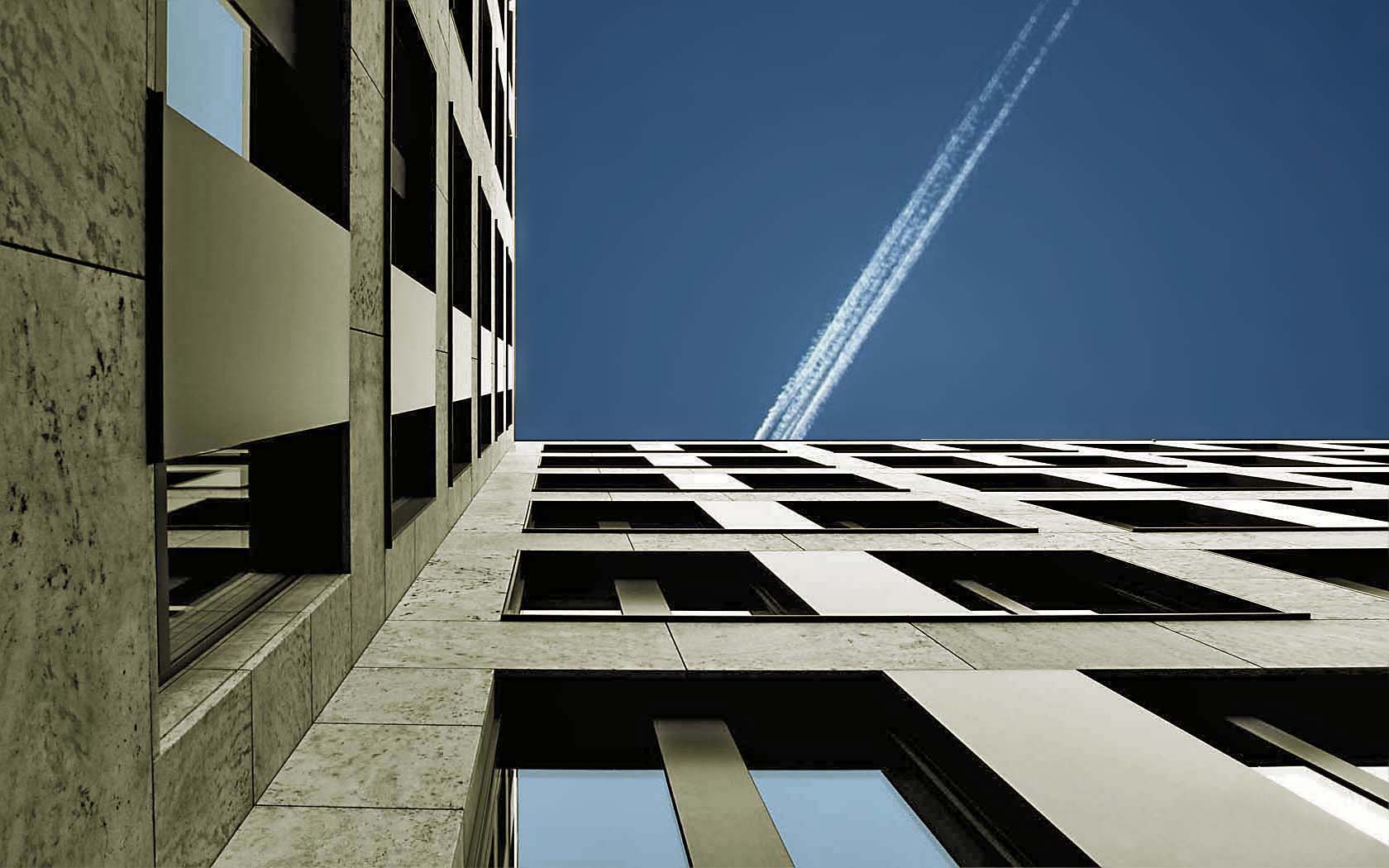 Foto Berlin Neubau Fenster Düsenflugzeug