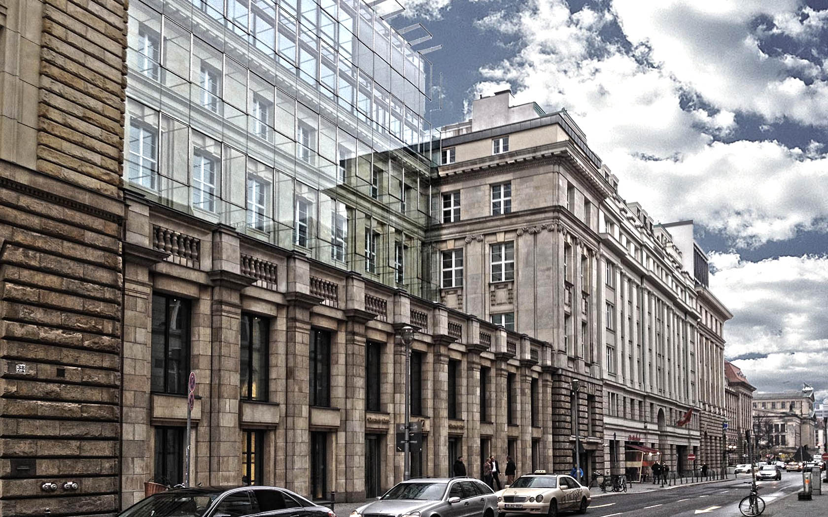Foto Berlin Friedrichstraße Gebäude Glasfassade