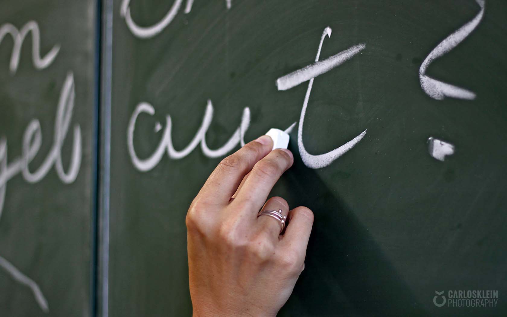Foto Lehrerkolleg Kreide Tafel Evangelische Schule Berlin Zentrum