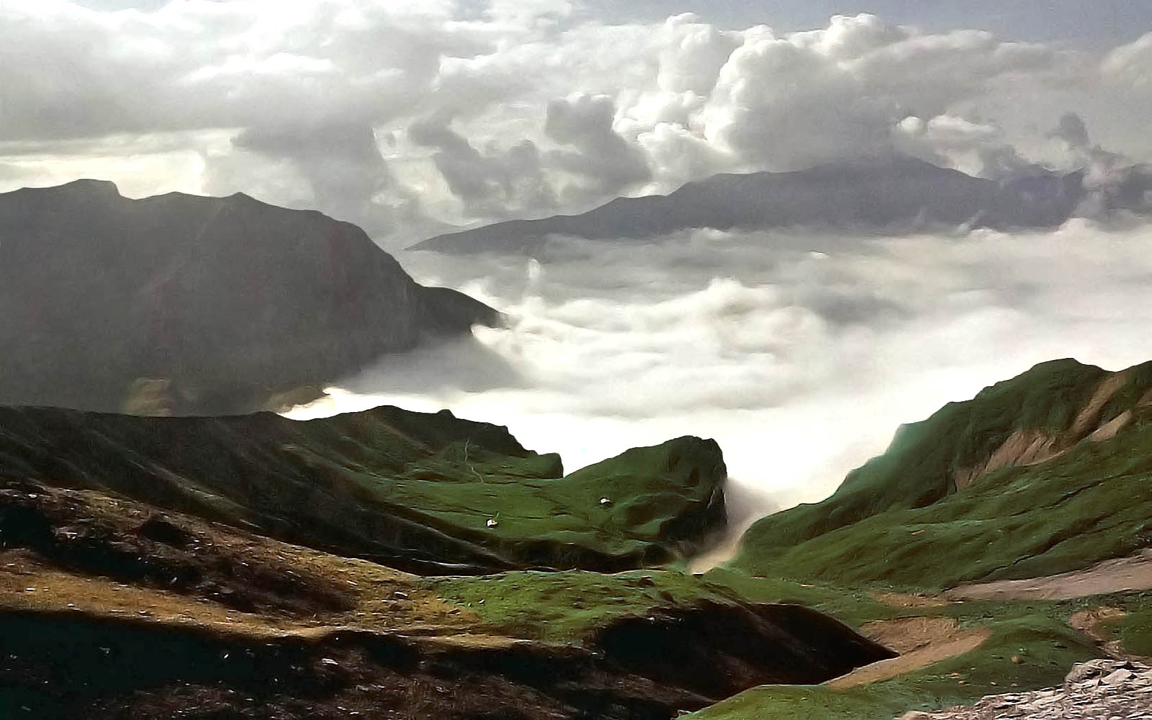 Foto Berge Wolken Schweiz Berner Oberland