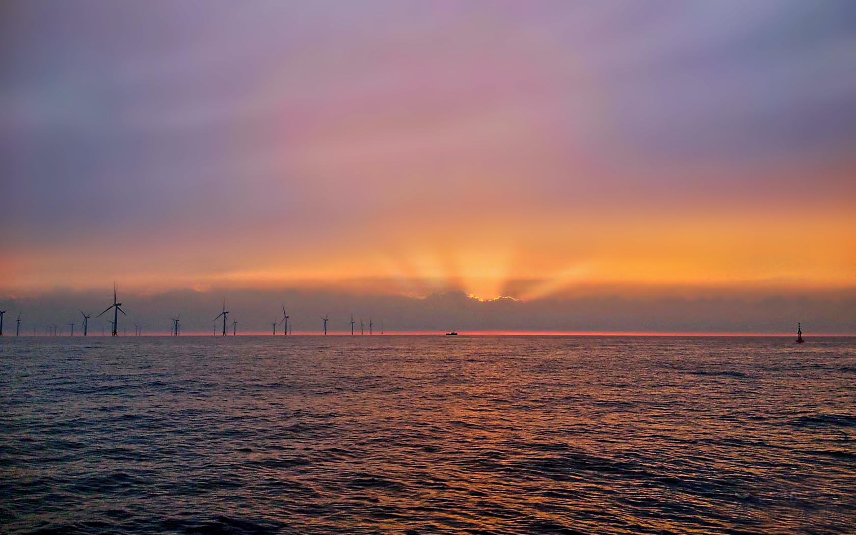 Foto Ostsee Windpark Sonnenuntergang