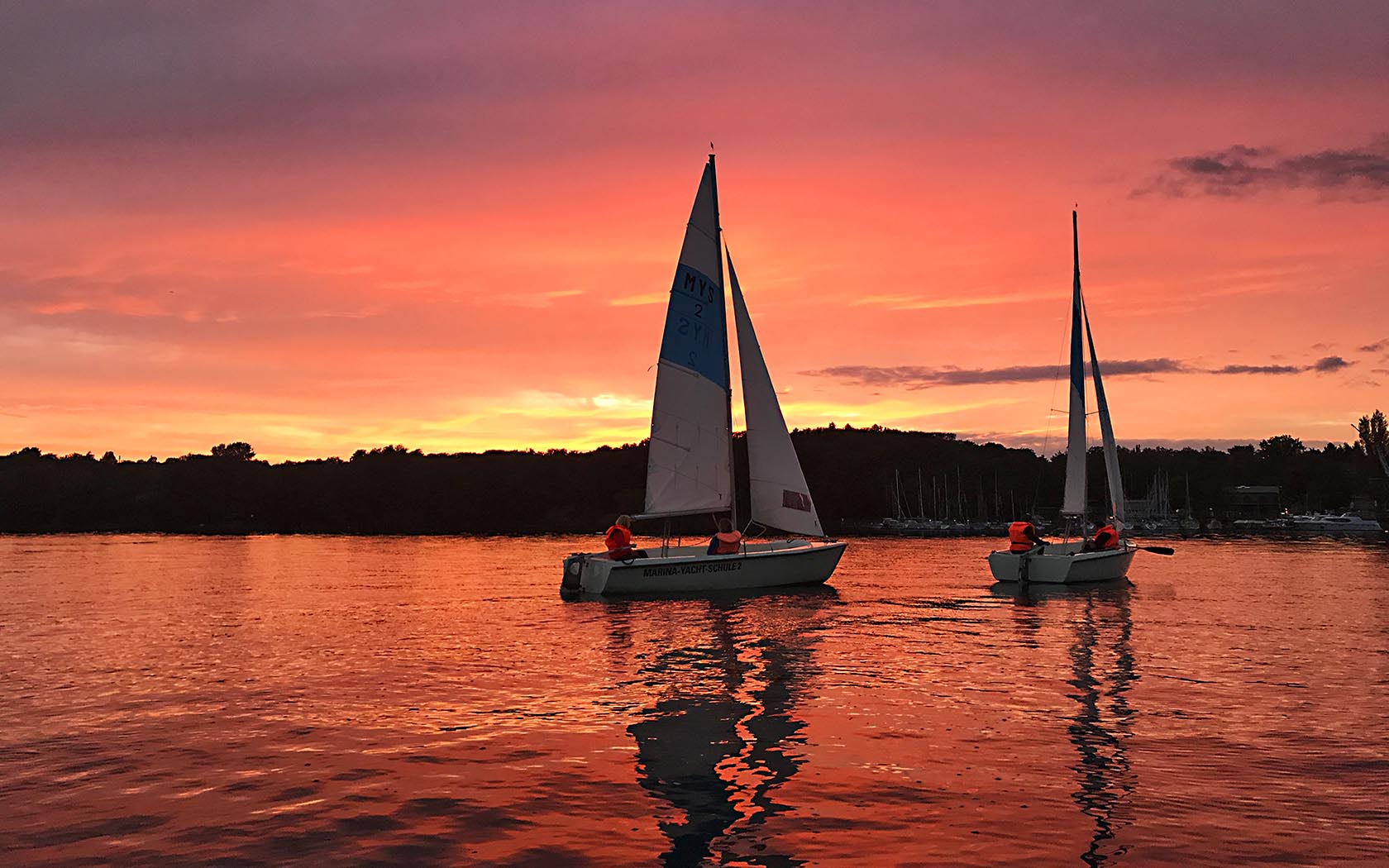 Foto Havel Segeljolle Segelkurs Sonnenuntergang